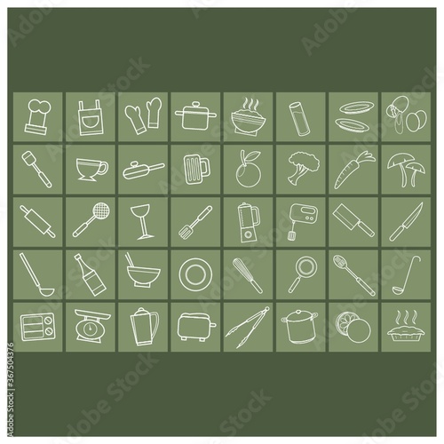 set of kitchen icons