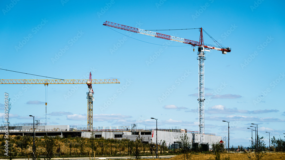 Construction site with crane and sky