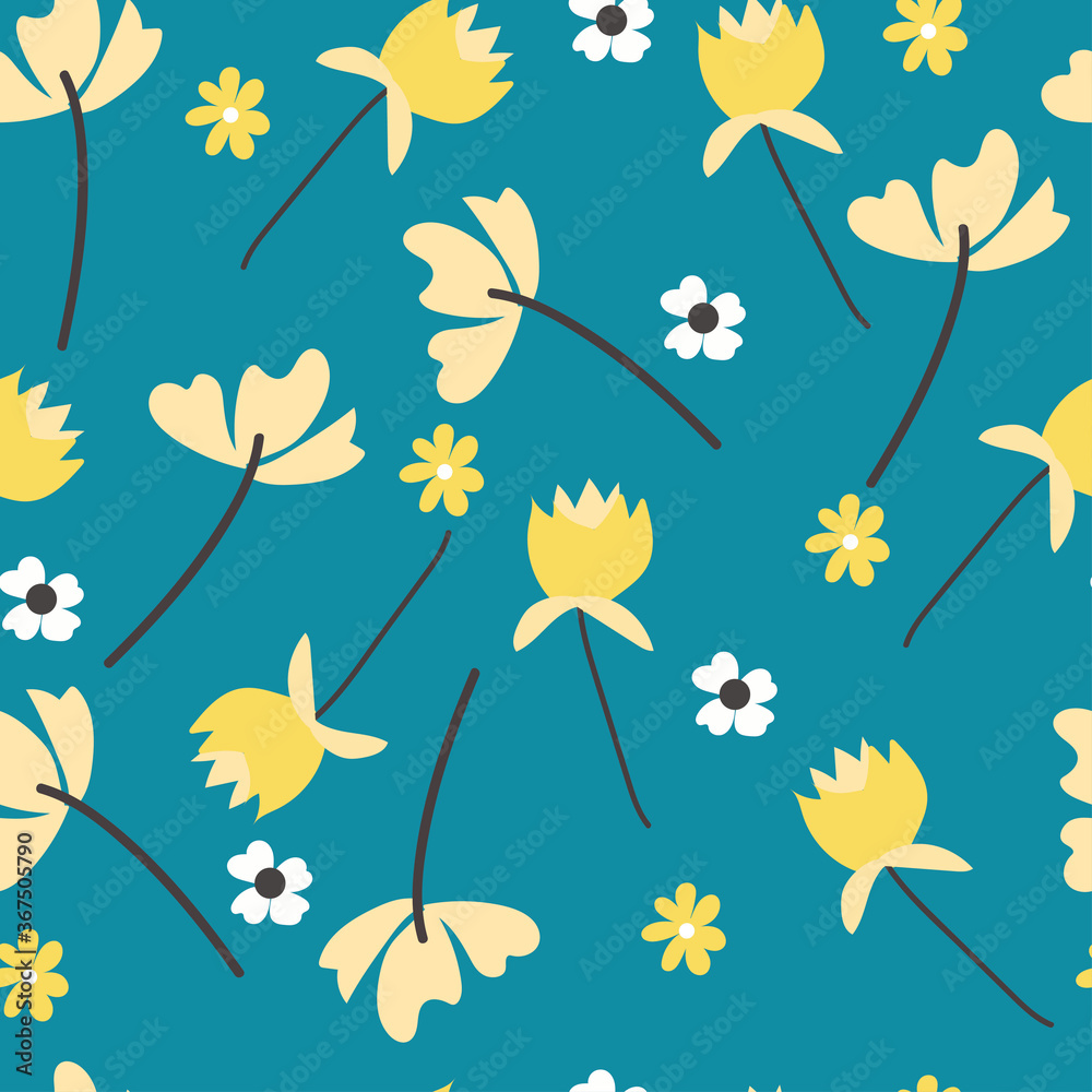 Seamless pattern cute little flower in pastel color background. simple vector for gift wrapping paper, fabric print.