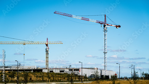 Construction site with crane and sky