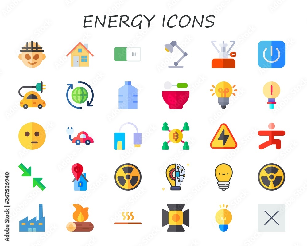 Modern Simple Set of energy Vector flat Icons
