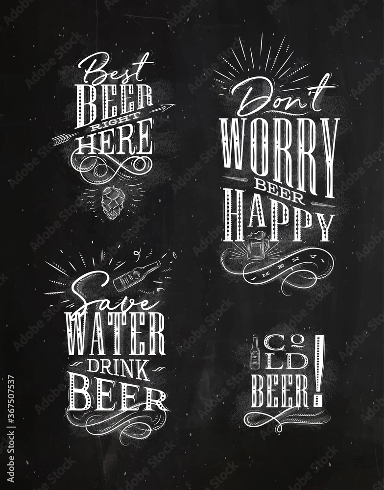 Lettering beer vintage drawings chalk