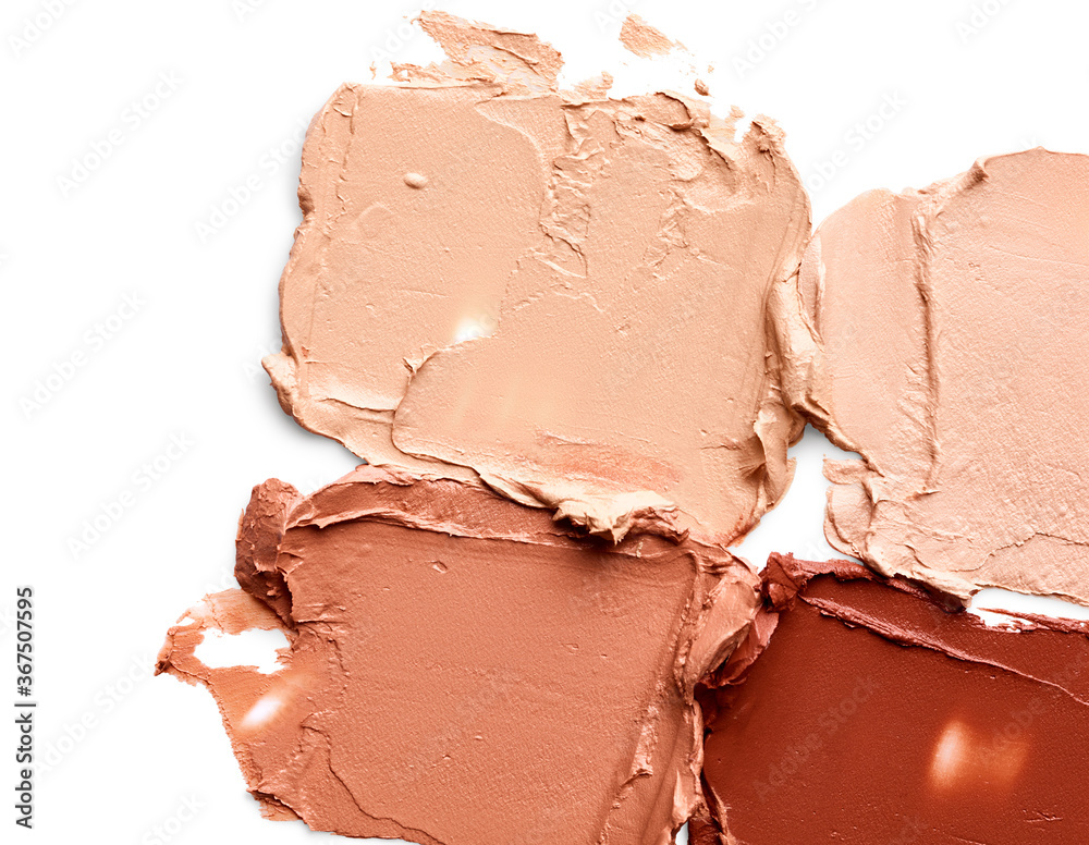 Makeup foundation smudges isolated on white background Makeup foundation smudges isolated on white background