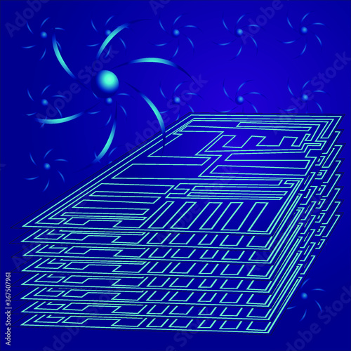 Quantum energy energy Simple dark vector illustration