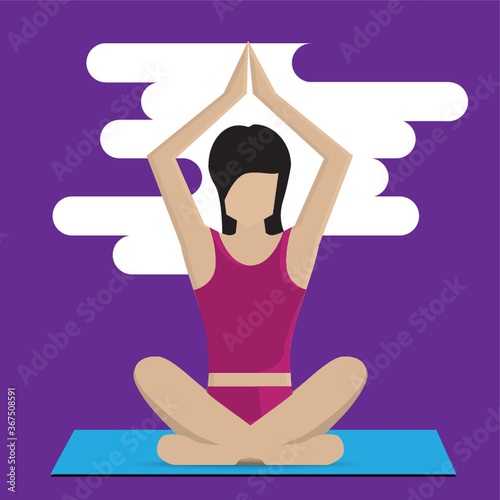 girl practising yoga in easy pose