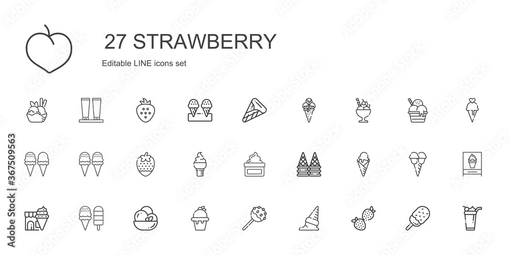 strawberry icons set strawberry icons set