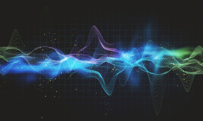 Virtual screen with colorful business charts