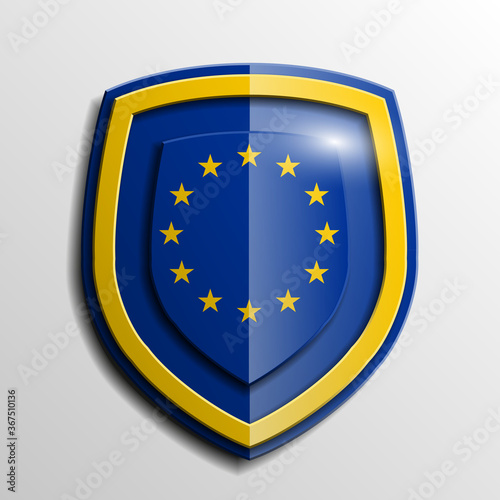 Design shield Origami banner with the flag of the European Union