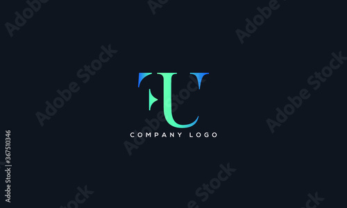 Abstract creative minimal and unique alphabet letter icon logo FU
