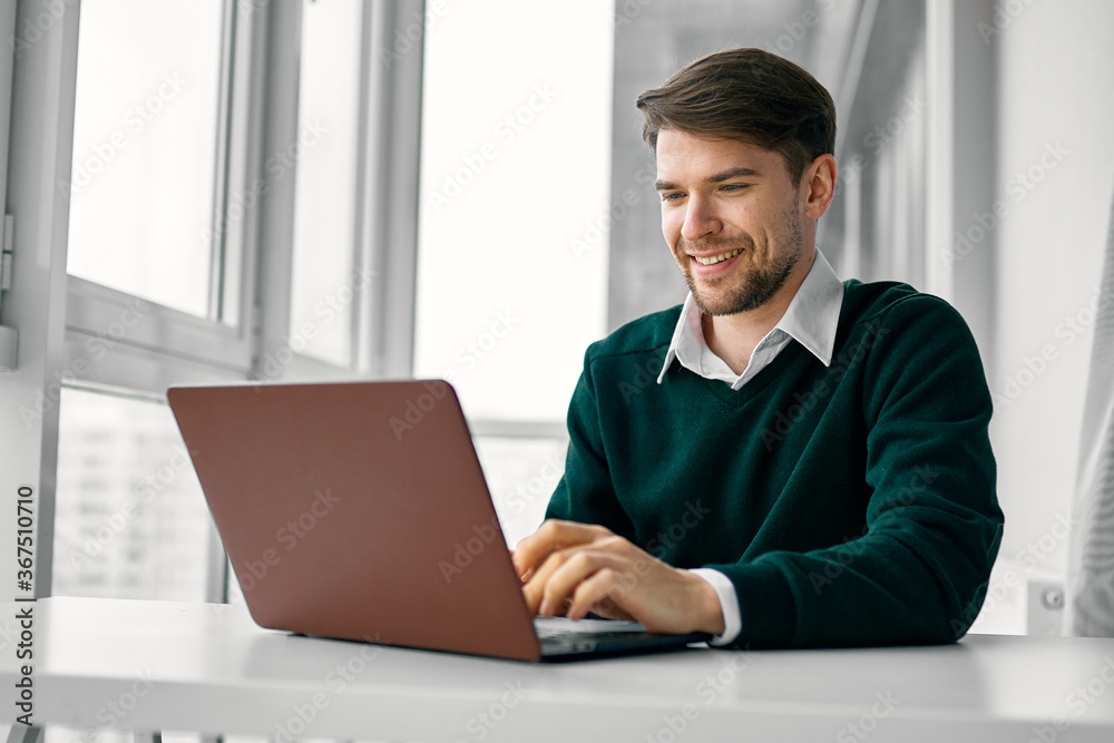 Business man laptop work desk technology 