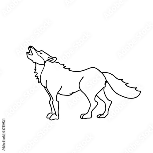 Howling wolf hand drawn vector illustration