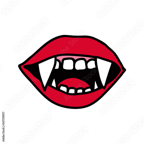 Wallpaper Mural Vampire fangs for Halloween postcard. Red lips vector illustration. Torontodigital.ca