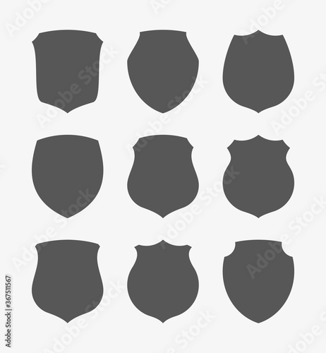 Protect guard shield plain line concept. Outline badge. Safety icon set. Privacy banner kit. Security label. Flat style sticker symbol shape. Safeguard simple sign. linear pictogram