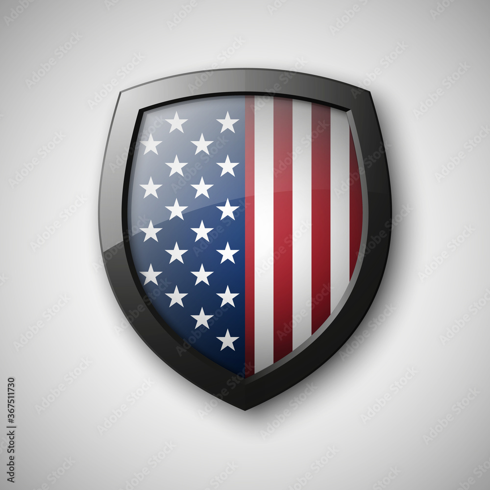 President's day shield banner isolated with stars and stripes presentation. Independence Day icon with USA flag. Protect privacy badge. United States of American President holiday. Veterans Day President's day shield banner isolated with stars and stripes presentation. Independence Day icon with USA flag. Protect privacy badge. United States of American President holiday. Veterans Day
