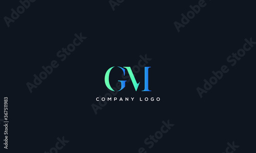 Abstract creative minimal and unique alphabet letter icon logo GM
