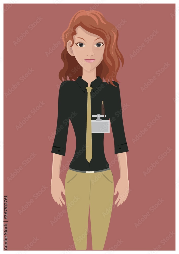 modern girl with identification card modern girl with identification card