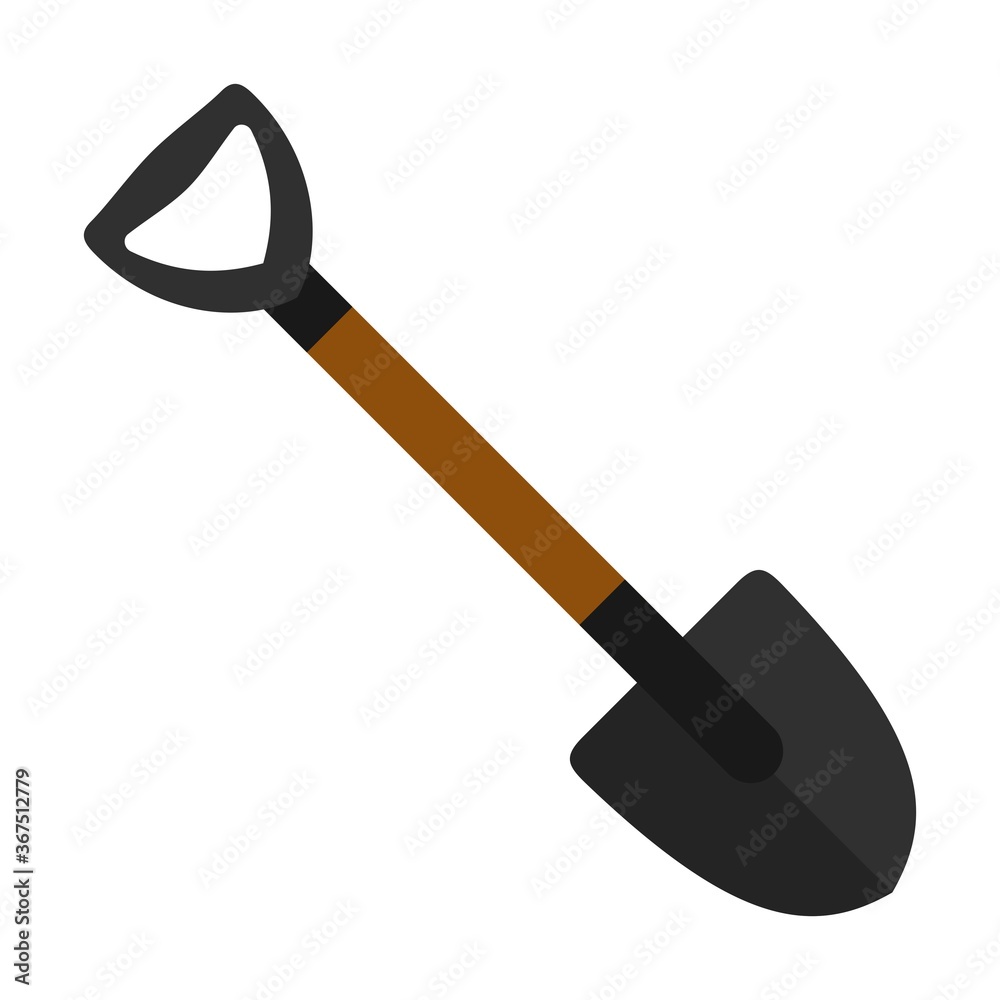 Shovel icon isolated on white background. Work tool for outdoor activities, digging, gardening. Construction equipment. Vector illustration