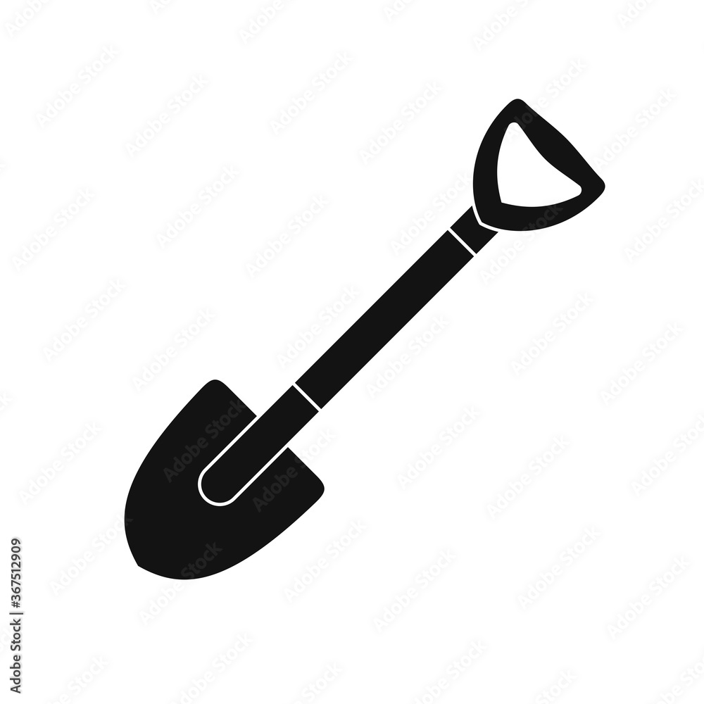 Shovel icon isolated on white background. Work tool for outdoor activities, digging, gardening. Construction equipment. Vector illustration Shovel icon isolated on white background. Work tool for outdoor activities, digging, gardening. Construction equipment. Vector illustration