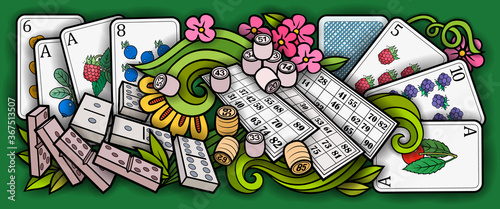 Cartoon cute doodles kids toys and board games