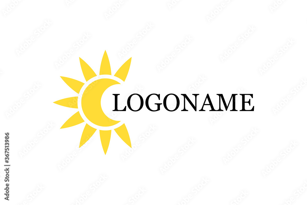Sun logo design template. Sun icon. Yellow sun logotype. Vector illustration