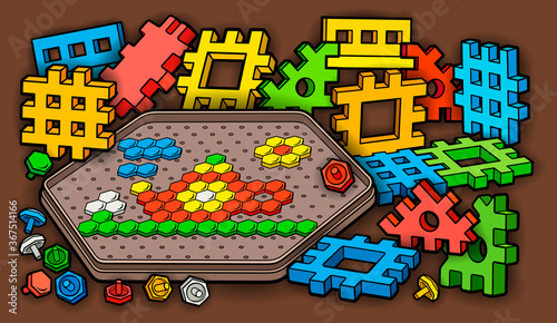 Cartoon cute doodles kids toys and board games