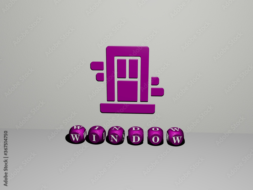 3D illustration of window graphics and text made by metallic dice letters for the related meanings of the concept and presentations. background and architecture 3D illustration of window graphics and text made by metallic dice letters for the related meanings of the concept and presentations. background and architecture
