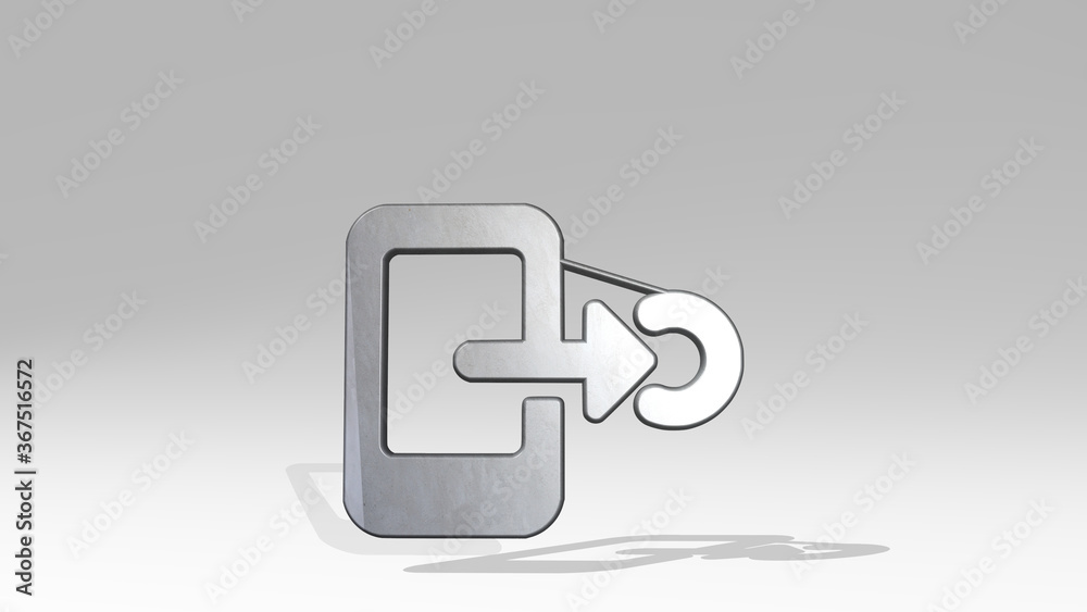 SLIDE RIGHT casting shadow from a perspective. A thick sculpture made of metallic materials of 3D rendering. illustration and background SLIDE RIGHT casting shadow from a perspective. A thick sculpture made of metallic materials of 3D rendering. illustration and background