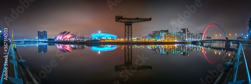Clydeside Night Panorama, Glasgow, Scotland photo