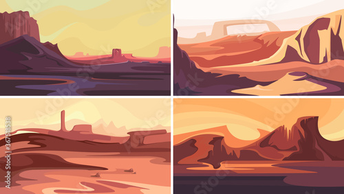 Collection of martian landscapes. Beautiful space sceneries.