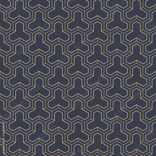 Fototapeta Naklejka Na Ścianę i Meble -  Abstract seamless pattern. Modern stylish texture. Linear style. Geometric tiles with triple hexagonal elements. Vector color background.
