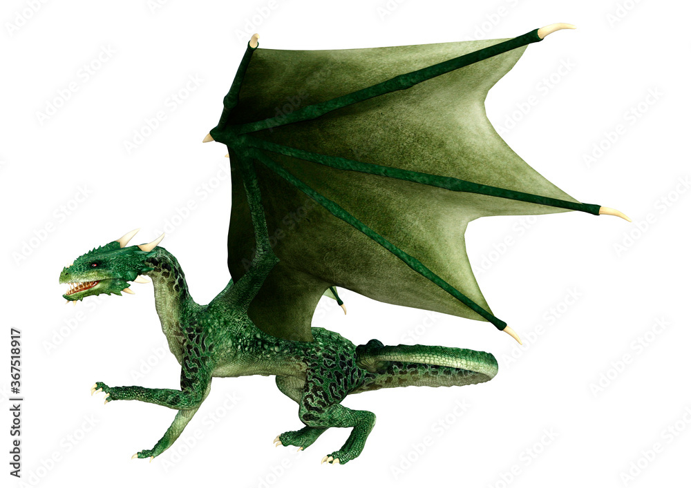 Fototapeta premium 3D Rendering Fairy Tale Dragon on White