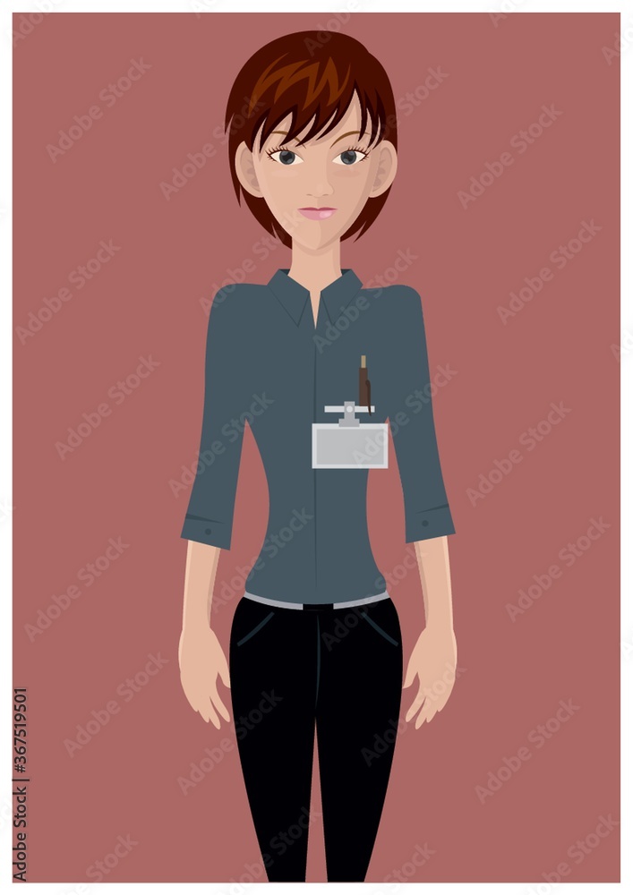 modern girl with identification card modern girl with identification card