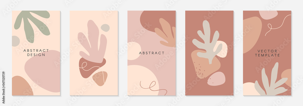 Bundle of editable insta story templates with copy space for text.Modern vector layouts with hand drawn organic shapes and textures.Trendy design for social media marketing,digital post,prints,banners