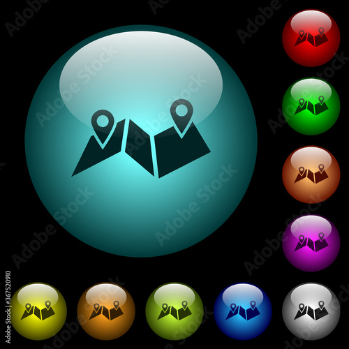 Route plan icons in color illuminated glass buttons