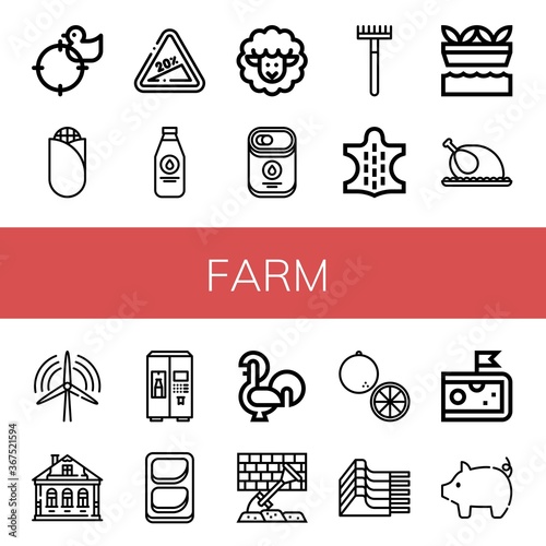 farm simple icons set