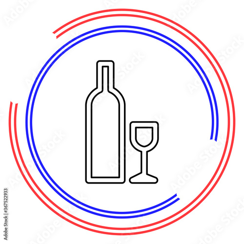 Bottle and glass of beer icon.