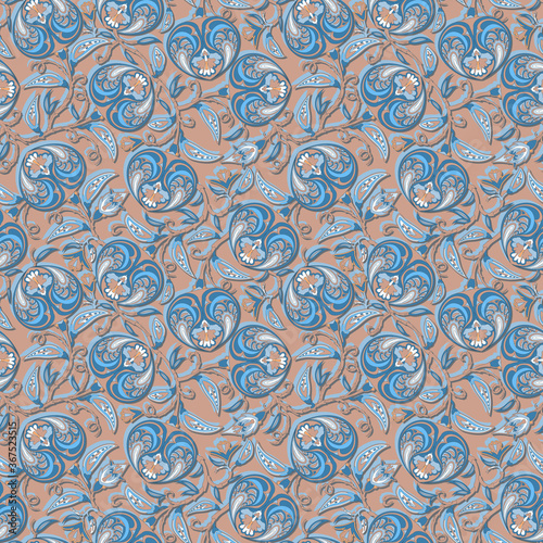 Stylized flowers seamless pattern. Decorative oriental floral background. Turkish motive