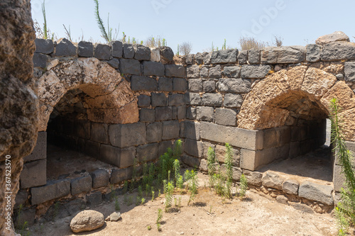 The ruins of the great Hospitaller fortress - Belvoir - Jordan Star - located on a hill above the Jordan Valley in Israel photo