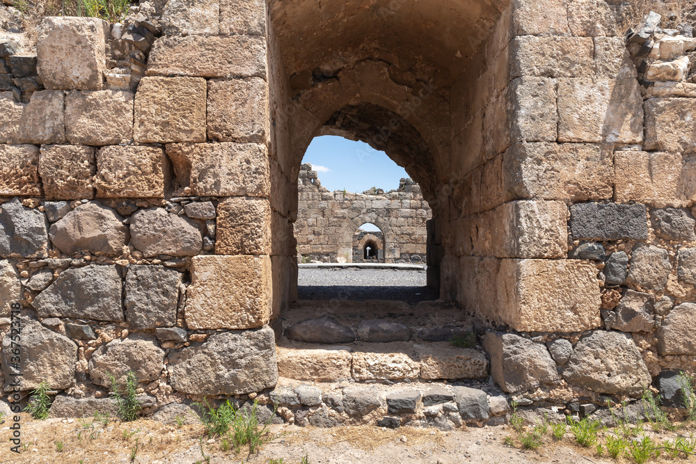 The ruins of the great Hospitaller fortress - Belvoir - Jordan Star - located on a hill above the Jordan Valley in Israel