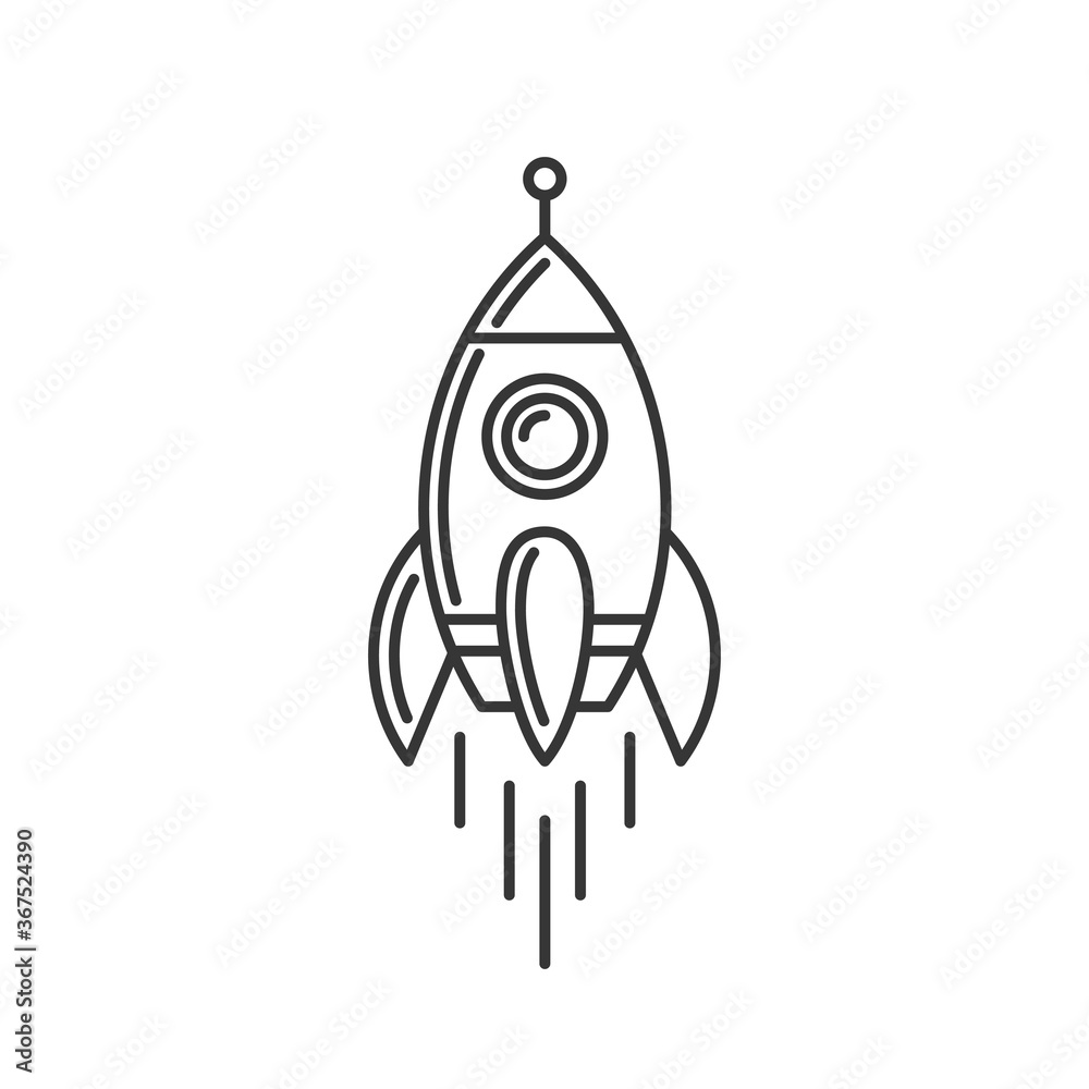 Rocket Icon. Space Shuttle Logo on White Bsckground. Vector Rocket Icon. Space Shuttle Logo on White Bsckground. Vector