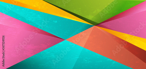 Abstract geometric triangle colorful vibrant with grunge texture background.