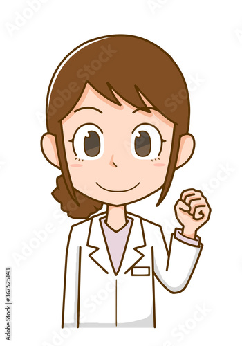 笑顔の白衣を着た医療関係者の女性