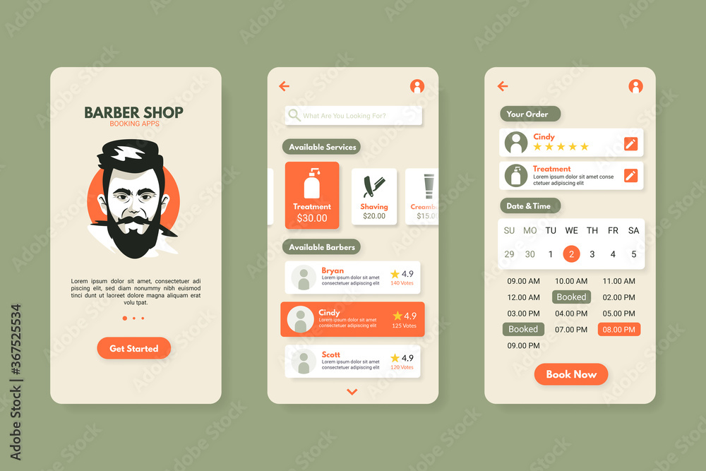 Barber shop booking apps template