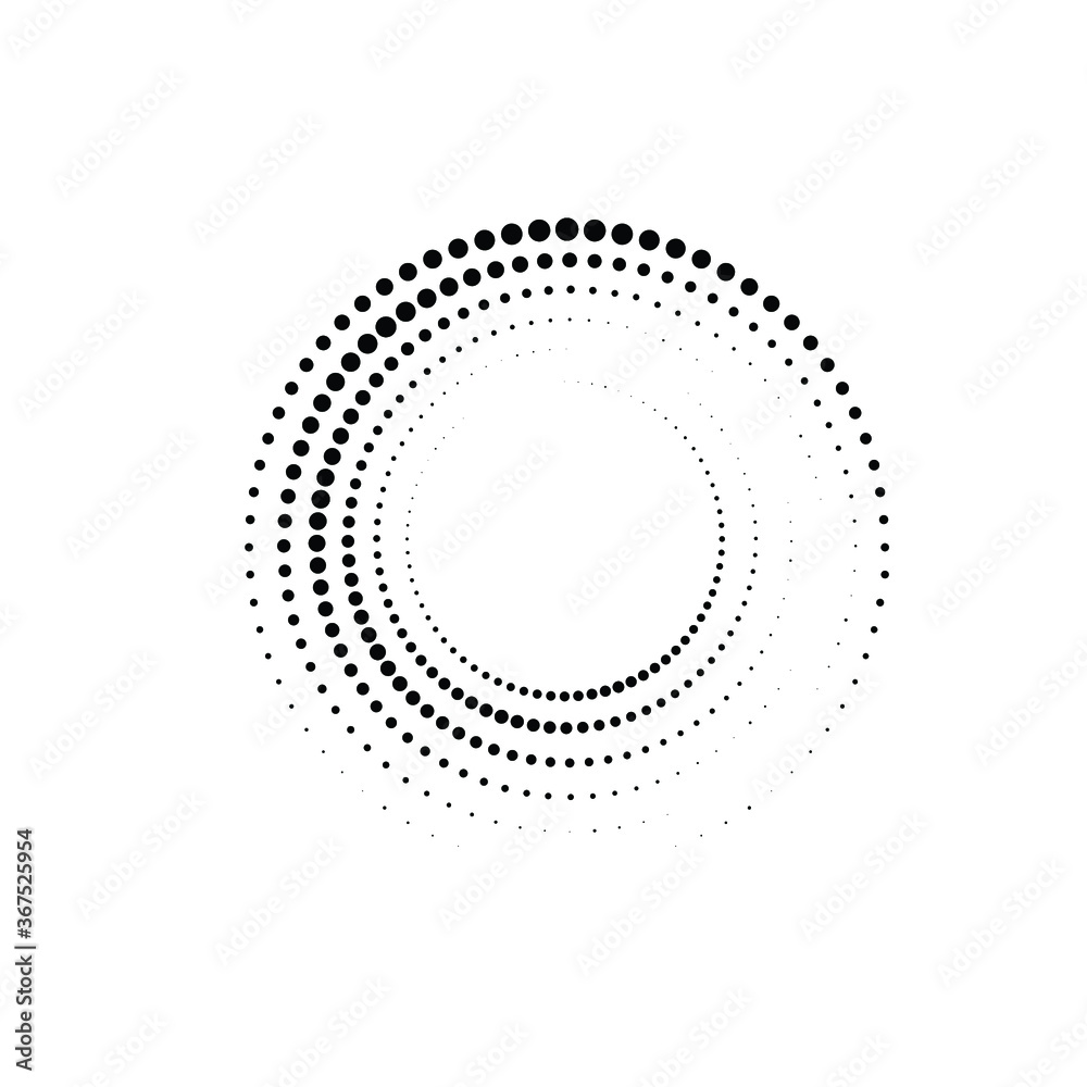 Halftone dots in circle form. round logo . vector dotted frame . design element