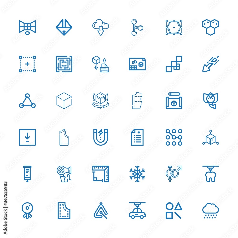 Editable 36 geometric icons for web and mobile