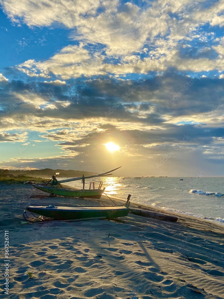 boat at sunset