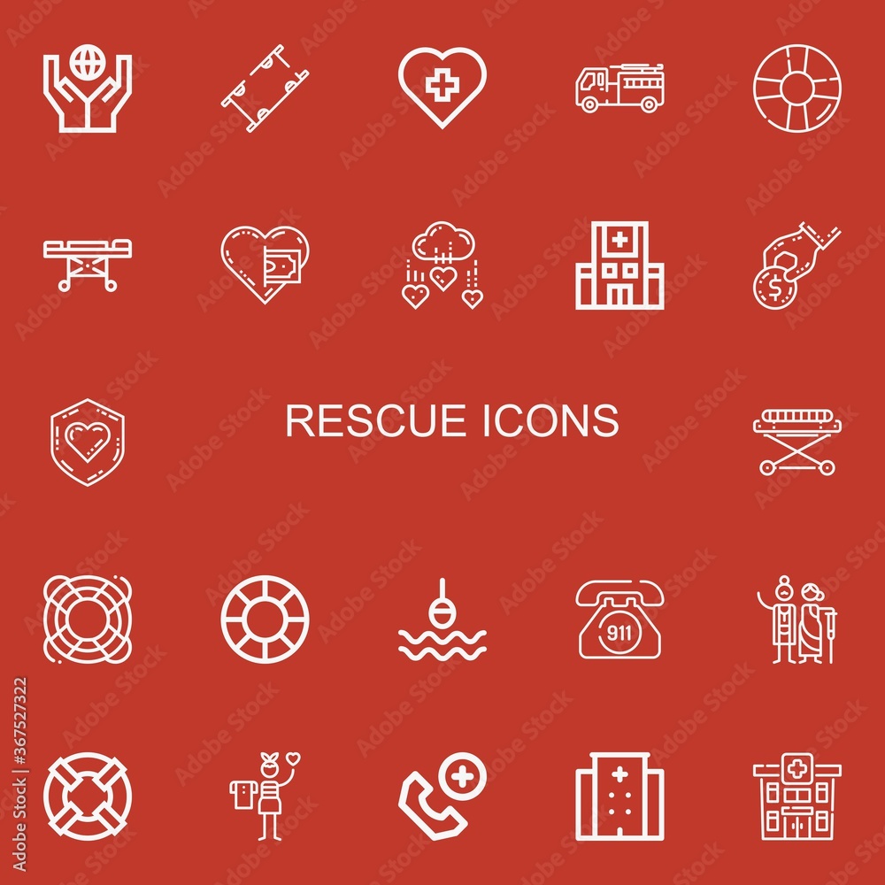 Fototapeta premium Editable 22 rescue icons for web and mobile