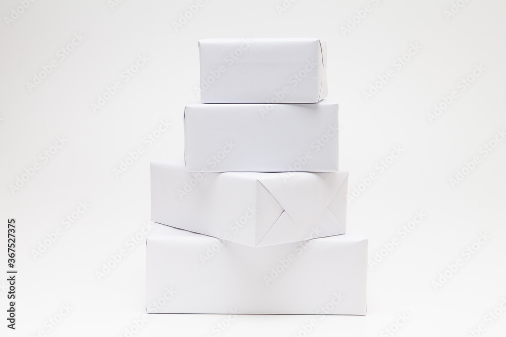 A group of white gift box on white background A group of white gift box on white background