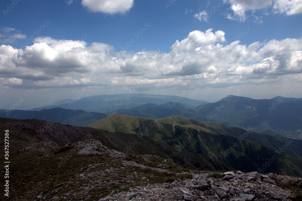 Fototapeta premium View From The Ridge Of Slavyanka Mountain - Near Gotcev Peak, Slavyanka National Park (Ali Botush Reservation) in Bulgaria, Europe