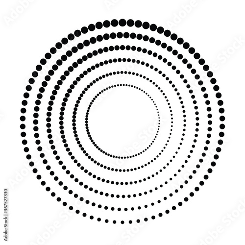 Halftone dots in circle form. round logo . vector dotted frame . design element